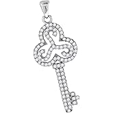 Jewels By Lux Sterling Silver Womens Cz Key Charm Pendant