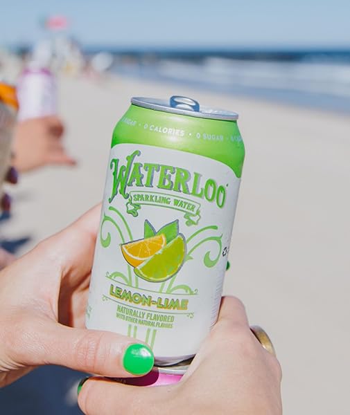WATERLOO SPARKLING WATER, LEMON-LIME NATURALLY FLAVORED, 12 FL OZ CANS (PACK OF 12) – ZERO CALORIES AND ZERO SUGAR OR SWEETENERS