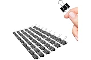 MAKANU Small Binder Clips, 48 Pack, 3/4 Inch, Standard 19mm, Black, Capacity 0.31 Inch, Mini Paper Clips, Fold Clamp, Office and School Supplies
