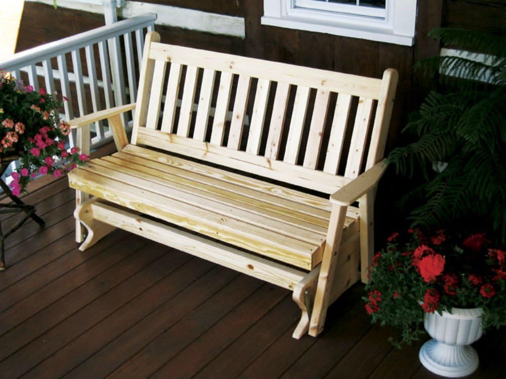 Outdoor 4 Foot Traditional English Porch Glider STAINED Amish Made