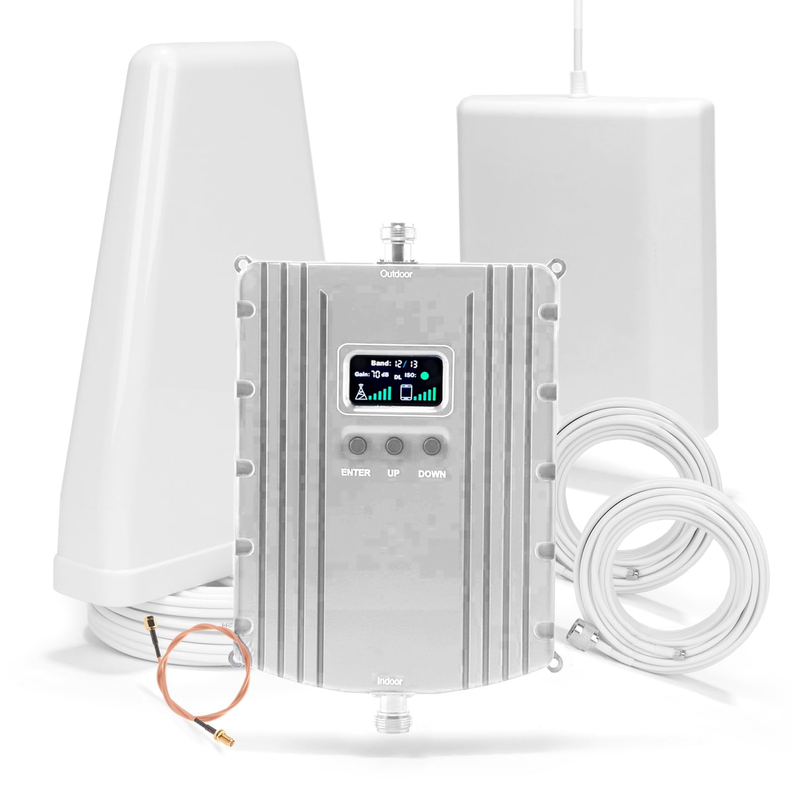 Photo 1 of Cell Phone Booster for Home & Office,Up to 5500Sq Ft,Cell Phone Signal Booster for Band 2/25 / 4/66 / 5/12 / 17/13 with All U.S. Carriers,Boosts 5G 4G LTE, FCC Approved (Silver)