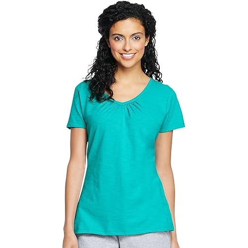 Hanes Women's Shirred V-Neck T-Shirt