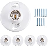 Patioer 5-Pack E26 Medium Base Lamp Holder, Ceiling Light Socket 660W 250V, Phenolic Resin White Bulb Socket for Incandescent LED CFL Halogen Bulbs