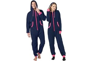 Unpifolov Men Women Jumpsuit Unisex Adult Home Pajamas Long Sleeve Hooded Zip Sportwear