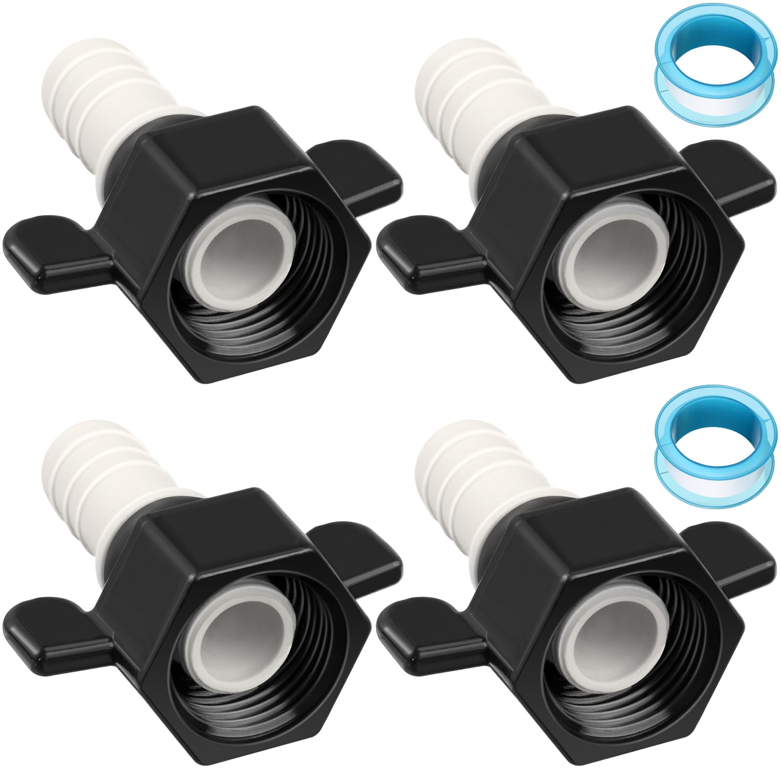 Photo 1 of Dreyoo 1/2 Inch x 14 NPT Straight Swivel Adapter - RV Water Pump Fittings with Thread Seal Tape, 1/2 Inch Female PEX Fittings for Water Pump Strainer (4 Pcs)