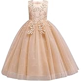 Flower Girls Embroidery Lace Bridesmaid Dress Beaded Wedding Pageant Party Princess Communion Floor Length Boho Dance Gown