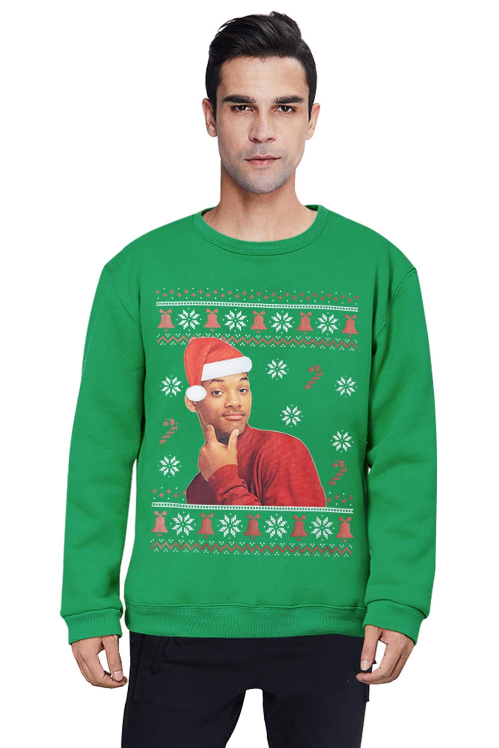 Pemela Youth 3D Print Ugly Christmas Sweatshirts Fleece Cewneck Pullover Funny Fresh Prince Long Sleeve Jumper Xmas Clothing XL