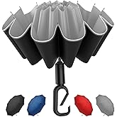 Copulan Windproof Compact Travel Umbrella,Large Strong but Light Portable and Automatic Folding Rain Umbrella, small inverted for travel size