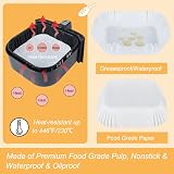 BYKITCHEN 50PCS Air Fryer Liners 6.5in Inner 8.3in Outer Greaseproof Square view 3