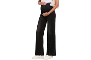 BLENCOT Maternity Jeans for Women Straight Leg Stretchy Denim Ripped Pregnancy Boyfriend Jean
