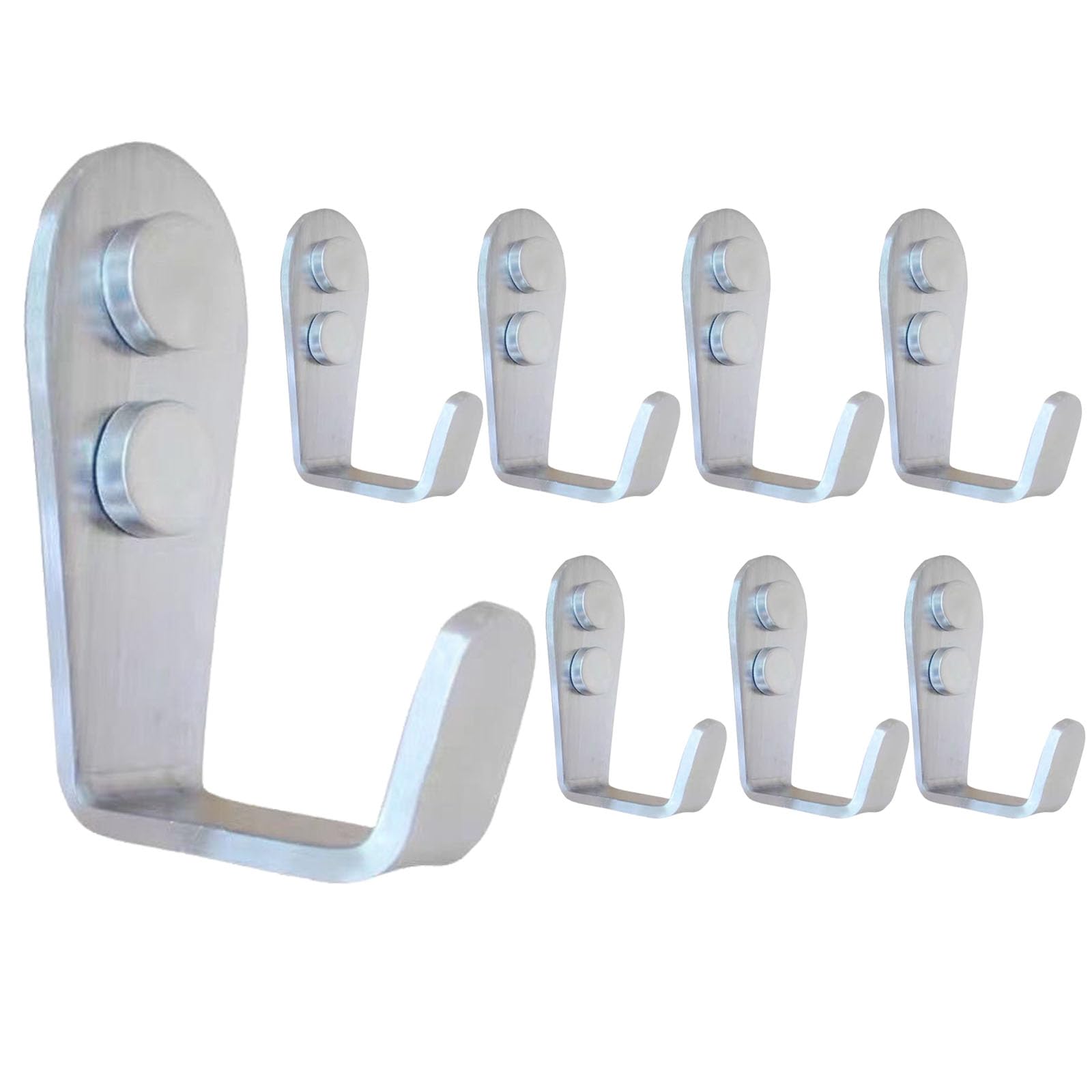 Beilala Coat Hooks Wall Mounted, 8 Pack Brushed Steel Door Hooks Heavy Duty Single Small Metal L Hangers for Clothes Robe Towel Hat Bag Key Cup, Silver