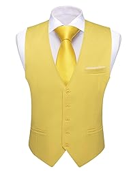 Barry.Wang Mens Yellow Vest Formal/Leisure V-neck