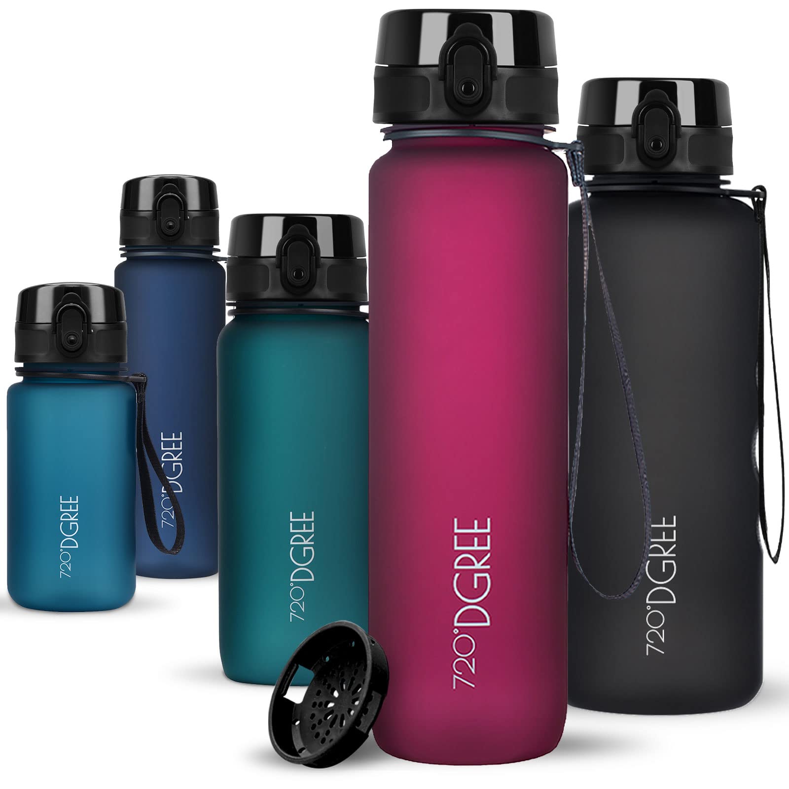 720°DGREE Water Bottle 650ml “uberBottle“ softTouch +Sieve - BPA-Free Tritan, Leakproof, Reusable Drinking Bottle - Sports Bottle for School, Fitness, Gym, Cycling, Travel, Office, Outdoor, Hiking