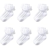 Baby Toddlers Girls Ruffle Lace Trims Socks Eyelet Mesh Princess Cotton Soft Dress Frilly Socks Kids 1-9T