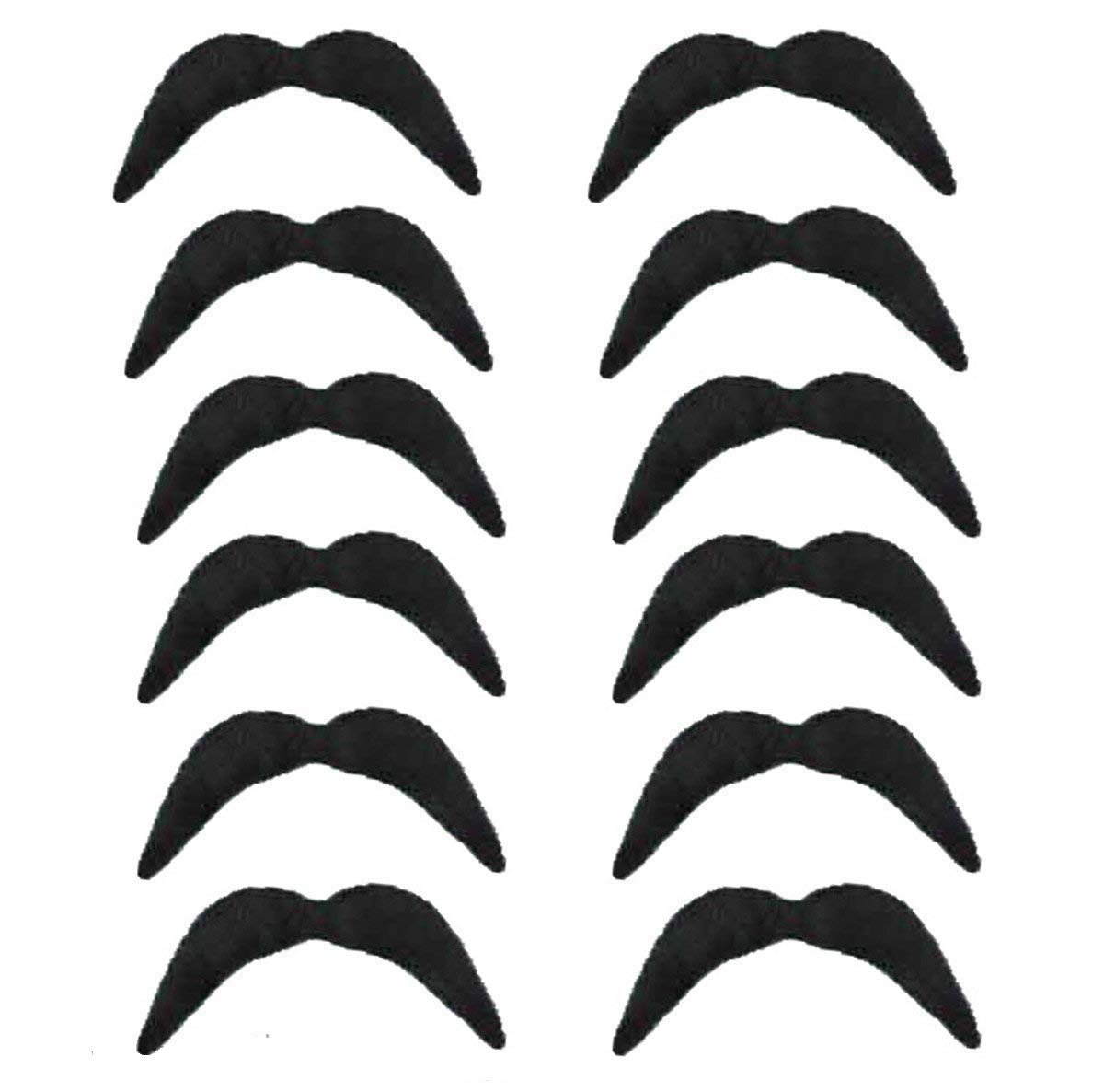 Komonee 24 x Mexican Moustache Black Halloween Bandit Mustache For Fancy Dress Up Costume Fake Hair Accessory Outfit Novelty Joke