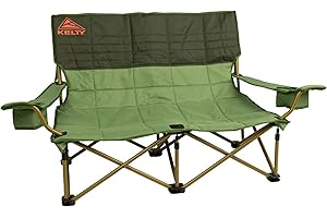 Kelty Low Loveseat Oversized 2-Person Heavy Duty Folding Camp Chair, Double Seat for Soccer Games, Tailgating, Beach Days (Low Height/Dill)