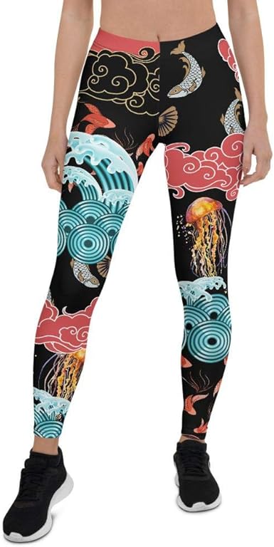 Asian Seas Printed Leggings For Women Ocean Themed Yoga Leggings Gift For Women At Amazon Women S Clothing Store