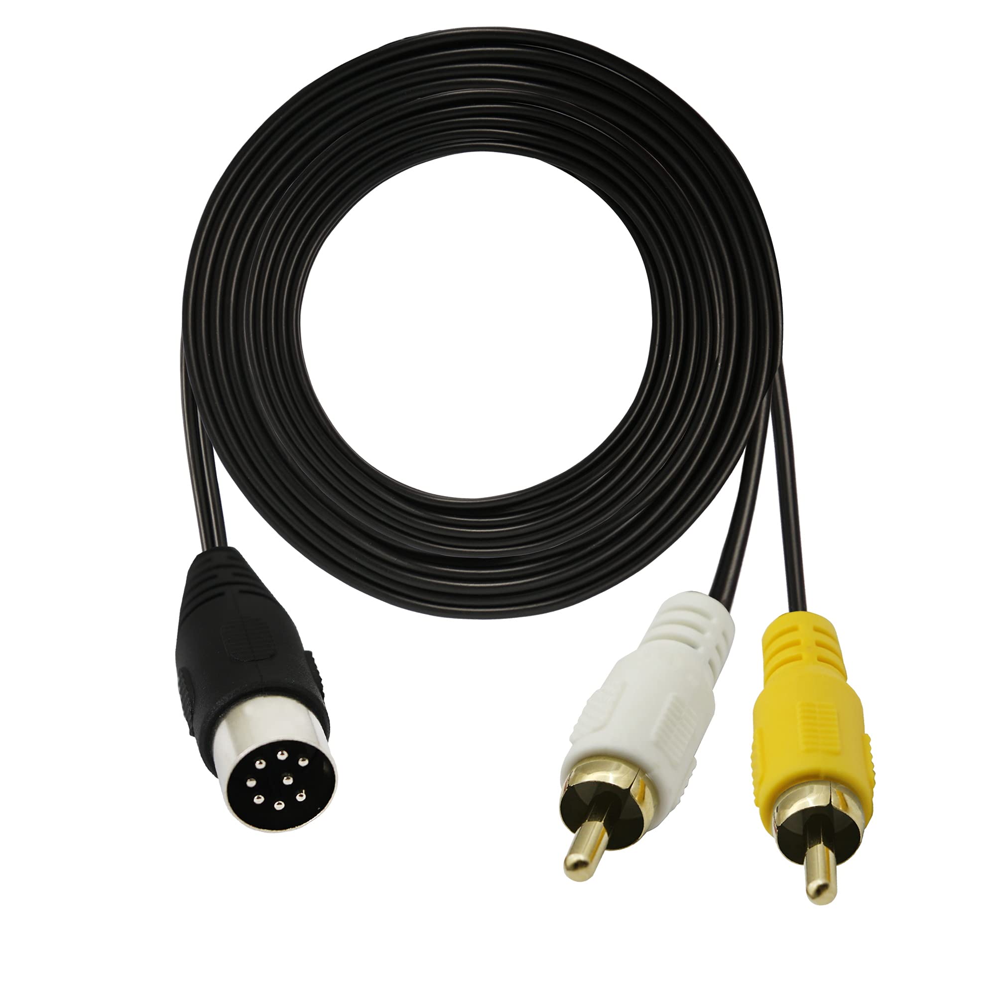 GINTOOYUN Din 8Pin auf 2RCA Kabel 118,11 Zoll 8Pin Din Stecker auf 2RCA Stecker Audio Adapterkabel für Musikinstrument Audio Equipment MIDI Device ect