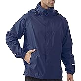 EIGIOO Men's Packable Rain Jacket Lightweight Waterproof Raincoat with Hood for Outdoor Travel Hiking Cycling