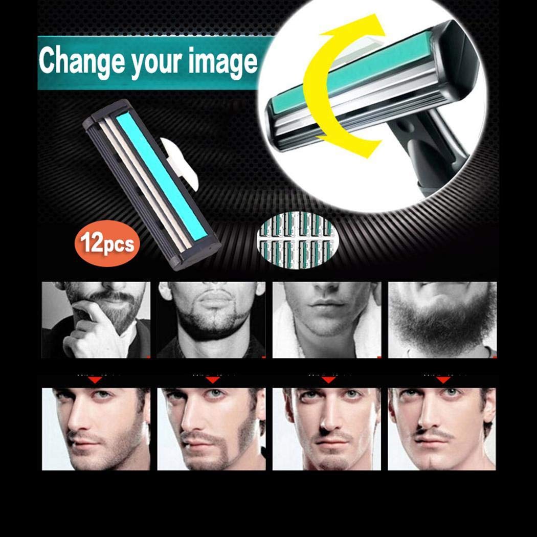 Qenci 12 Pcs Men Shaving Razor Blades Knives Razor Blade Face Care Tools Cartridges