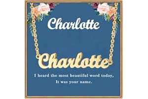 Ldurian Custom Name Necklace Personalized | Name Pendant Necklace Christmas Gifts | 14K Gold Dainty Name Plate Charm Necklaces for Birthday