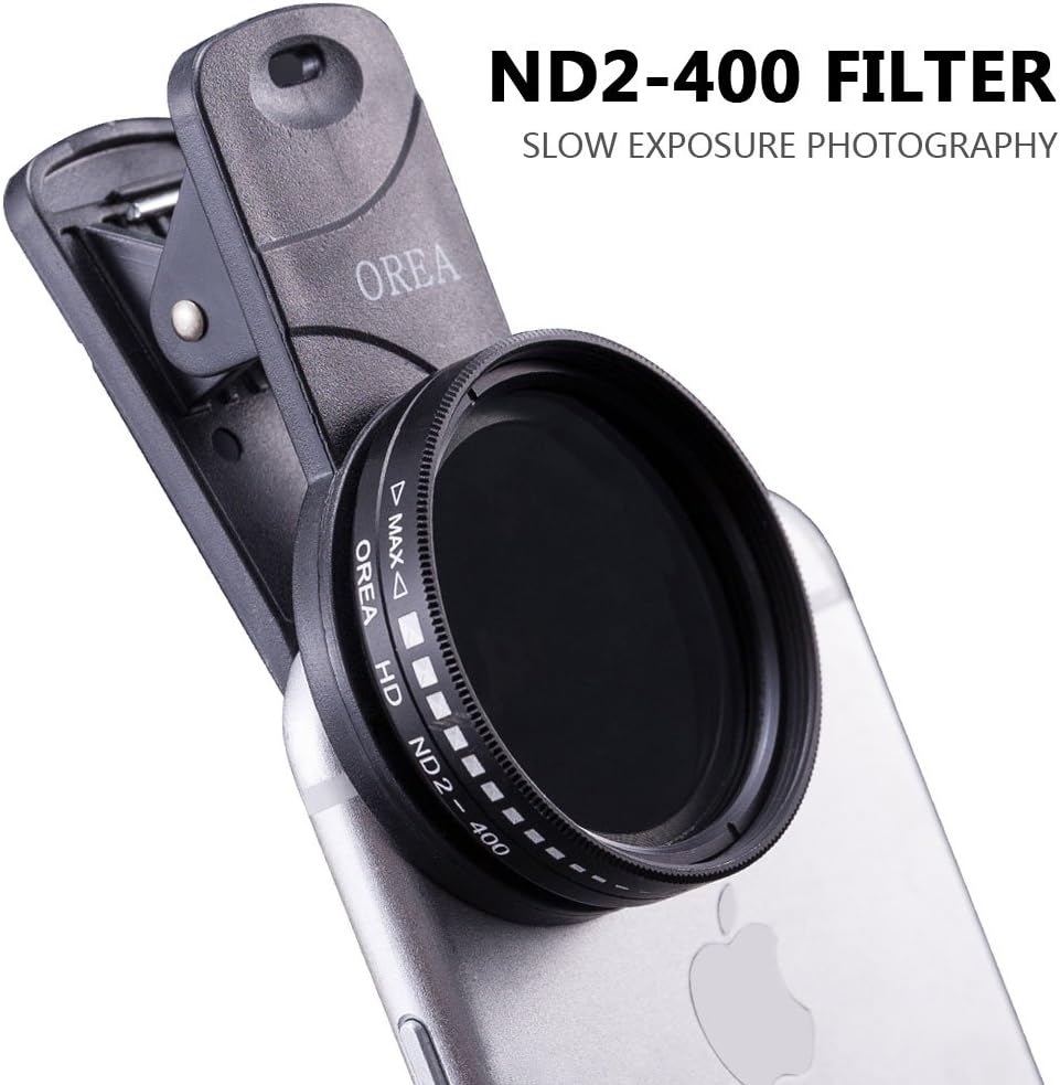 Phone Lens Clip Kit for Samsung S8 S7,Phone ND Filter 37mm Adjustable Fader ND2-400 Neutral Density Filter & Universal Upgraded Clip for iOS iPhone 8 8p Anroid Mobile Phone (Professional)
