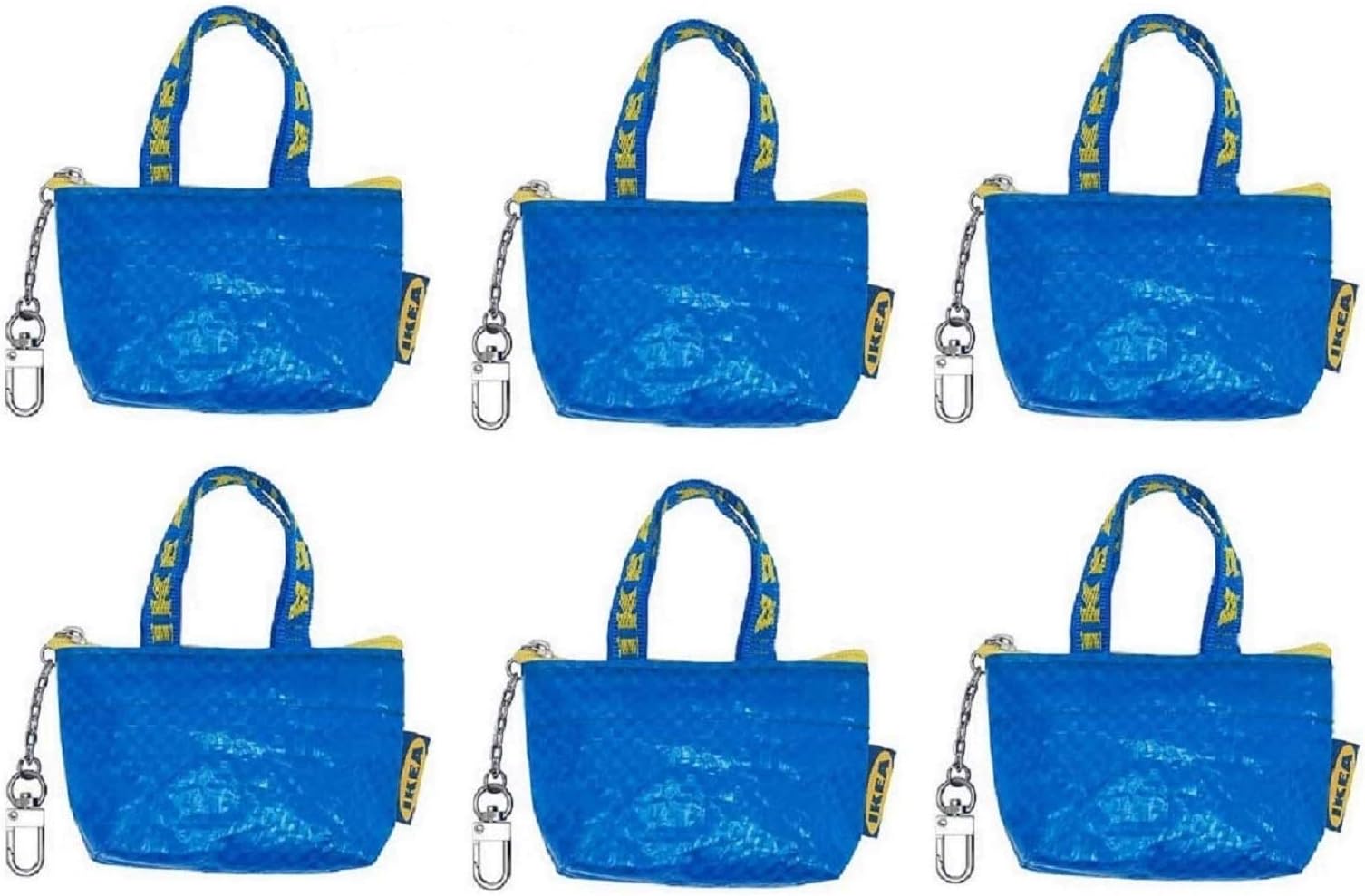 Ryulife IKEA Mini Coin Purse Blue Knolig Small Keychain zipper key ring(Set of 6)