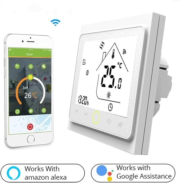 WiFi Smart Thermostat Temperaturregler fr Wasser elektrisch Fubodenheizung Wasser Gas Boiler Works mit Alexa Google Startseite BHT 002 GBLWWifiWhite