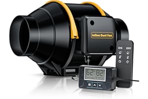 QICRAFE 4 Inch Inline Duct Fan with Remote Control, 433 Wireless Remote Control, 100m Distance Remote Adjustment of Temperature and Humidity Controller, Great for Cooling Boosters,Grow Tents and Hydroponics