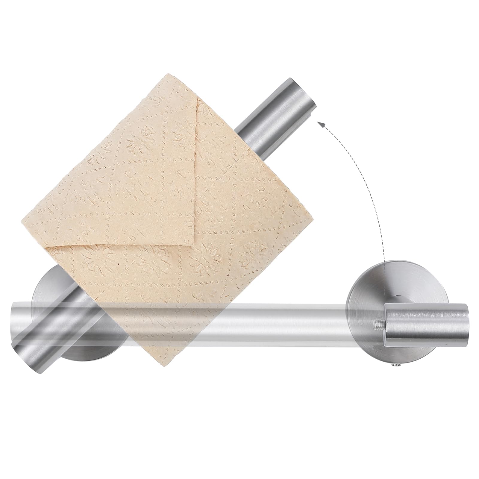 TURS Bathroom Toilet Paper Holder for SUS 304 Stainless Steel, Double Post Pivoting Toilet Paper Roll Holder for Bathroom (Brushed Silver)