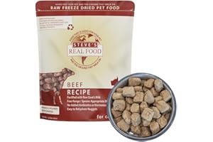 Steve's Real Food Freeze-Dried Raw Nuggets - Beef Recipe - Raw Pet Food for Dogs and Cats - 20 oz