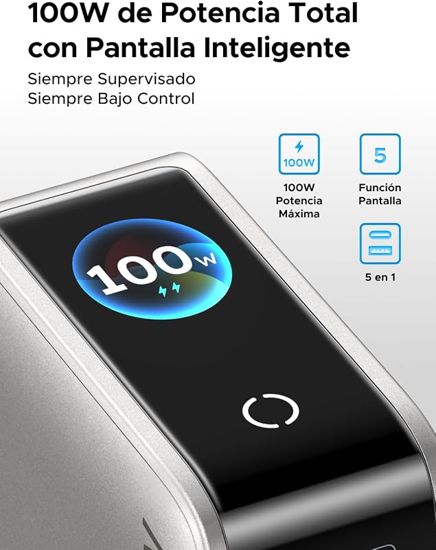 Nexode Pro Cargador USB C 100W Carga Rápida Pantalla TFT