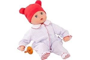 GÖTZ Gotz Boy Muffin 13" - Bald Soft Body Baby Doll in Red White & Blue Footed Pajamas with Blue Sleeping Eyes