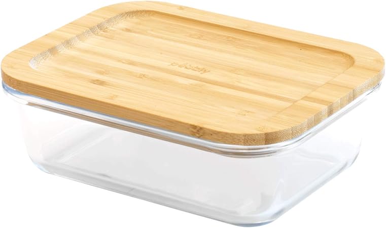 Pebbly PKV-009 - Caja hermética de Cristal y bambú (1 L), Color Natural: Amazon.es: Hogar