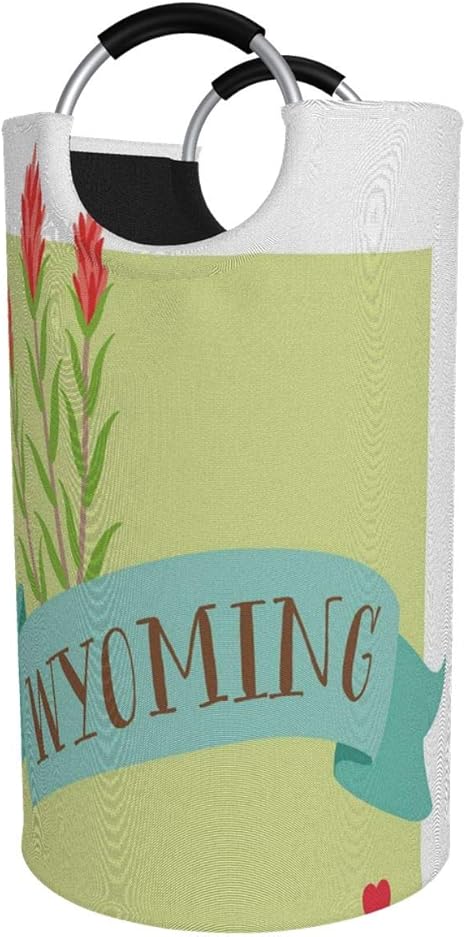 Amazon Lubataga ランドリーバスケット リボンと州の花の名前の素敵なデザインイラスト ランドリーバッグ 洗濯かご おりたたみ 洗濯カゴ おしゃれ 収納ボックス おもちゃ収納 ランドリー収納 オンライン通販