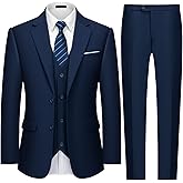 MAGE MALE Mens Two Button 3-Piece Suits Slim Fit Tuxedo Set with Blazer Jacket Vest & Pants for Wedding Prom Business
