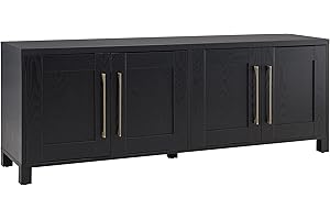 Henn&Hart Rectangular TV Stand for TV's up to 80" in Black Grain, TV Stands for the Living Room