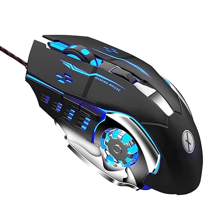 Xmate Zorro 3200DPI LED Backlight 6 Button Wired USB Gaming Mouse, Durable ABS Body for Gamers, 4 Color Breathing Lights, 1.5M Nylon Braided Cable (Black)