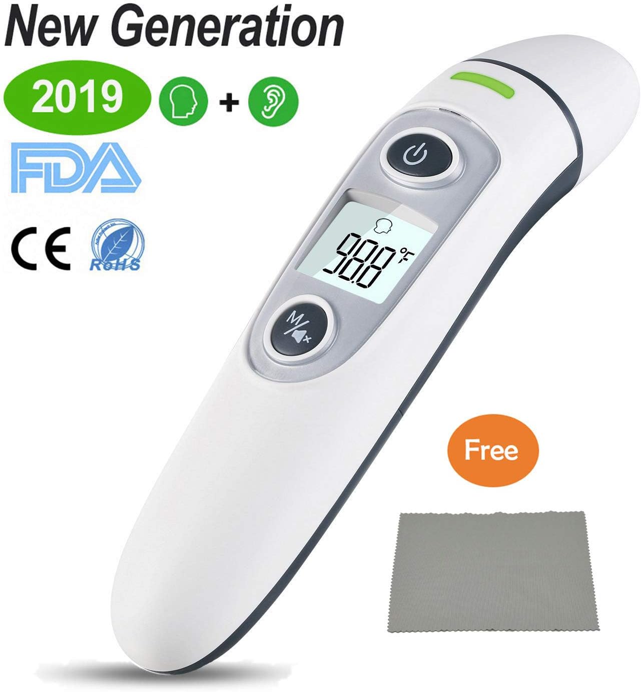 Upgrade Ear Thermometer and Forehead Thermometer, Professional Digital Medical Infrared Thermometer for Kids Baby Children and Adults, 1 Second Fast Measurement Time