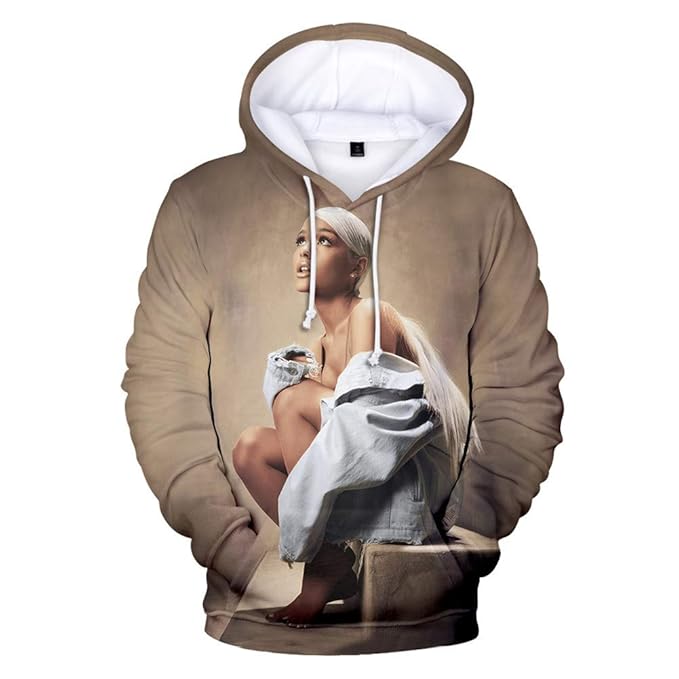 LBZD Fashion 3D Hoodies Printed Funny Ariana Singer Grande Hoodie Pullover Graphic Sweatshirts Hooded with Big Pockets