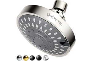 HOPOPRO 5-Mode High Pressure Shower Head - Consumer Reports, The Washington Post, NBC News, TODAY TV Show Recommended - High Flow Fixed Showerheads Bathroom Rain Showerhead (4 Inch Brushed Nickel)