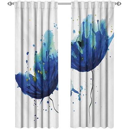 Amazon Com Shenglv Blue Curtains Bedroom Watercolor Style