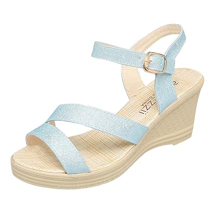Wedges Sandalen Damen,ABsoar Frauen Keil Schuhe Casual GüRtelschnalle High Heel Schuhe Mode Fisch Mund Sandalen Peep-Toe Sommer Sandaletten Strandschuhe