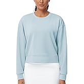THE GYM PEOPLE Women's Crewneck Cropped Pullover Sweatshirt Cute Basic Long Sleeves Workout Tops