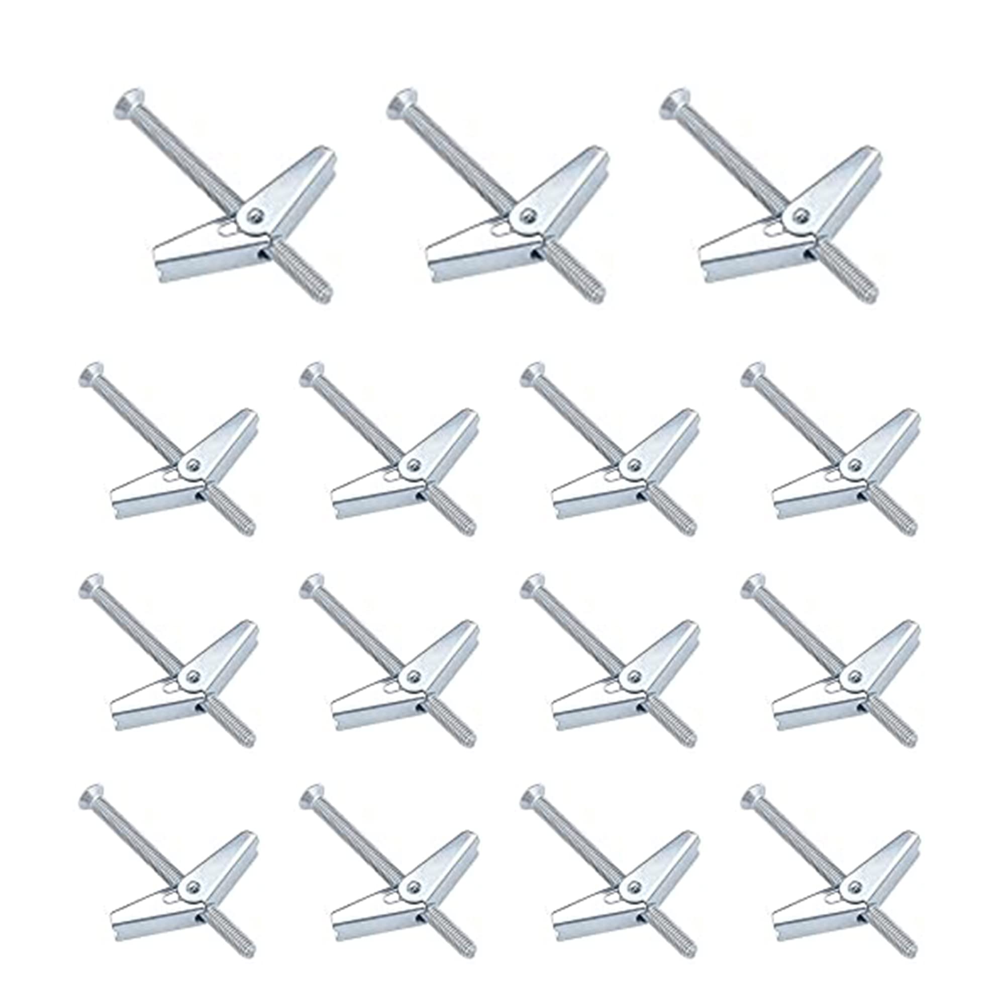 15 pieces spring folding dowels, hooks ceiling hooks, carbon steel hook dowels, ceiling M4 expansion screws, additional screws, hardware toggle screws, wall mounting, hanging plants (silver)