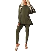 PRETTYGARDEN Women's 2 Piece Outfits 2026 Spring Long Sleeve Tunic Tops Legging Pants Fall Matching Lounge Sets Sweatsuits