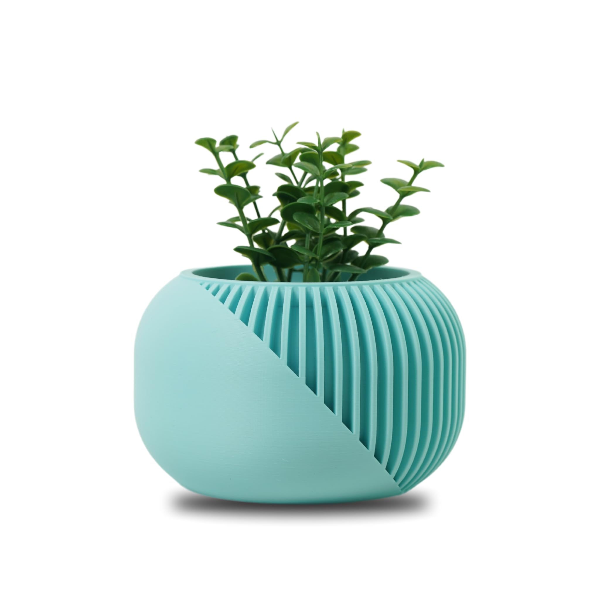 Koala Studio Dualité - Indoor Decorative Pot for Synthetic Plants, Succulents & Cacti Design - Original Small Mini Plant Pot for Home and Living Room (Pastel Blue)