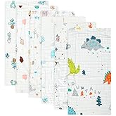 FOOK FISH Muslin Burp Cloths Cotton Burping Cloth 20'' X 10'' Pack of 6 for Baby Spit Up Cloths for Newborn,Absorbent,Soft,Large,6 Layers,Baby Burp Rags,Unisex,for Boys and Girls
