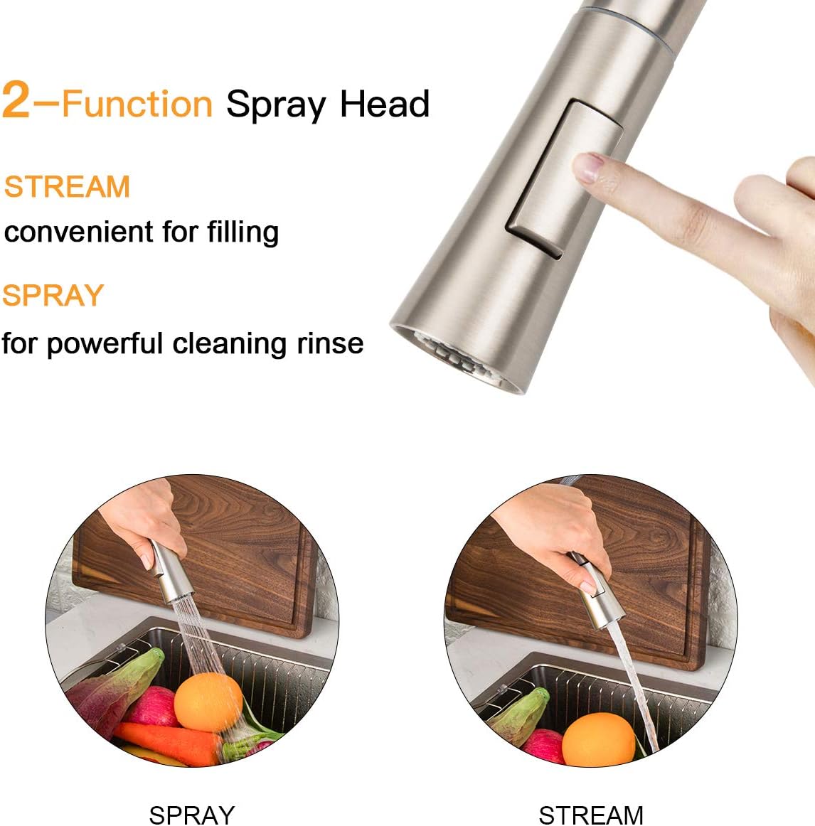 GAPPO Touch Kitchen Faucet with Pull Down Sprayer, Single Handle Smart Kitchen Sink Faucets with Pull Out Sprayer, Stainless Steel Touch Activated Faucet, Brushed Nickel - - 