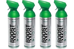 New and Larger, Boost Oxygen Natural Energy in a Can, New Large Size: 10 Liters over 200 One-Second Inhalations, Pack of 4